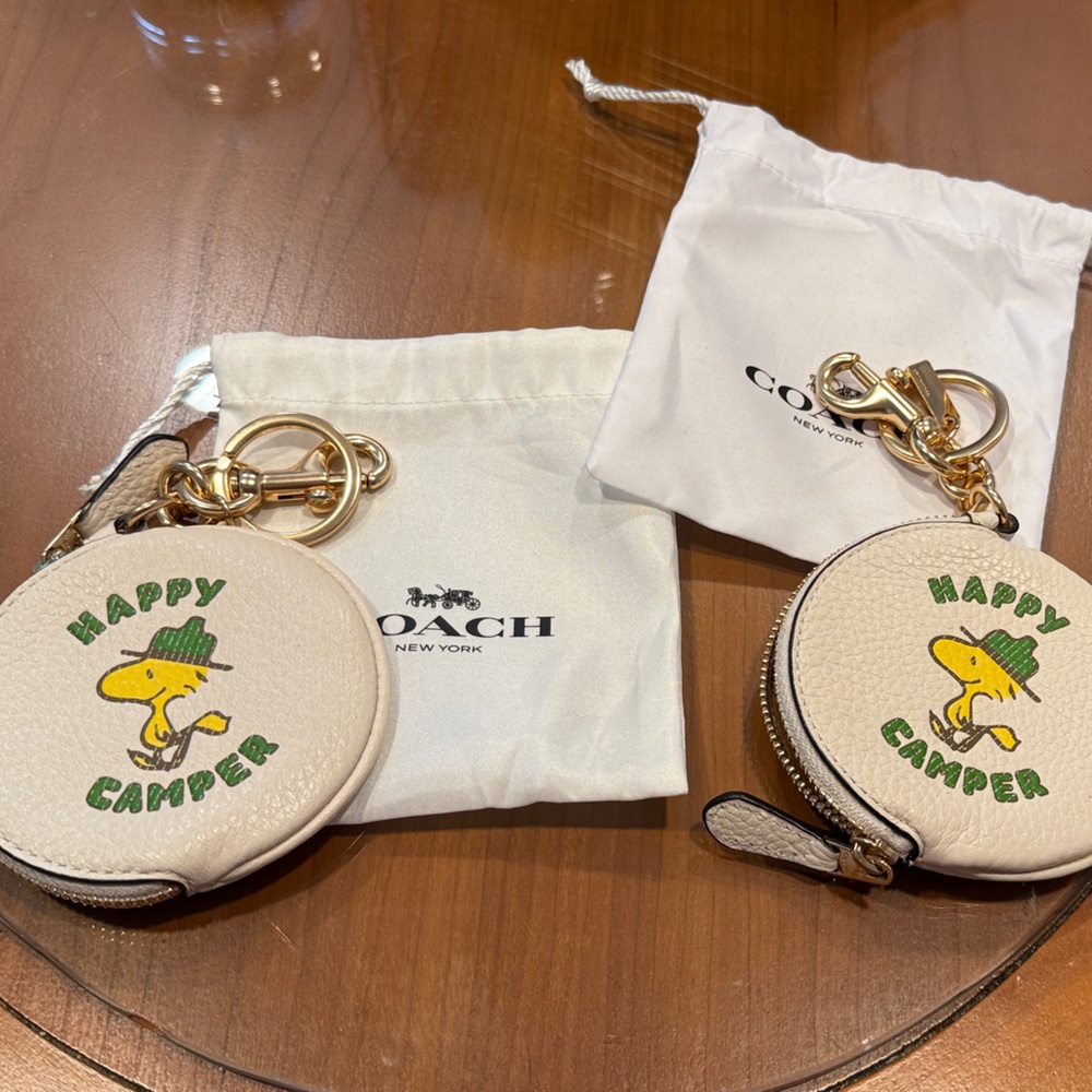 Coach Cream and Green Coin Purse